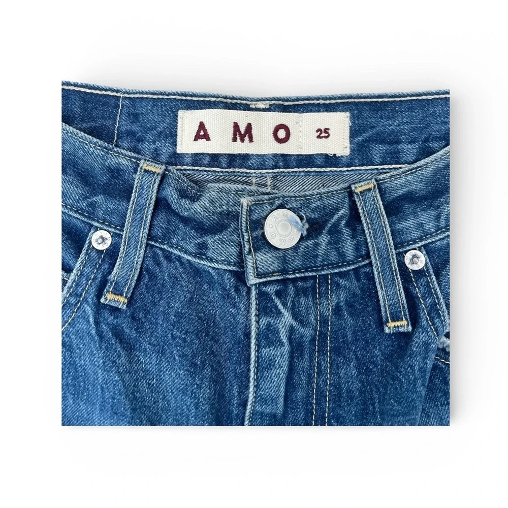 AMO Sandra Baggy NWOT Wide Leg Darted Knee Jeans High Rise Denim Women Size 25 - Picture 3 of 4